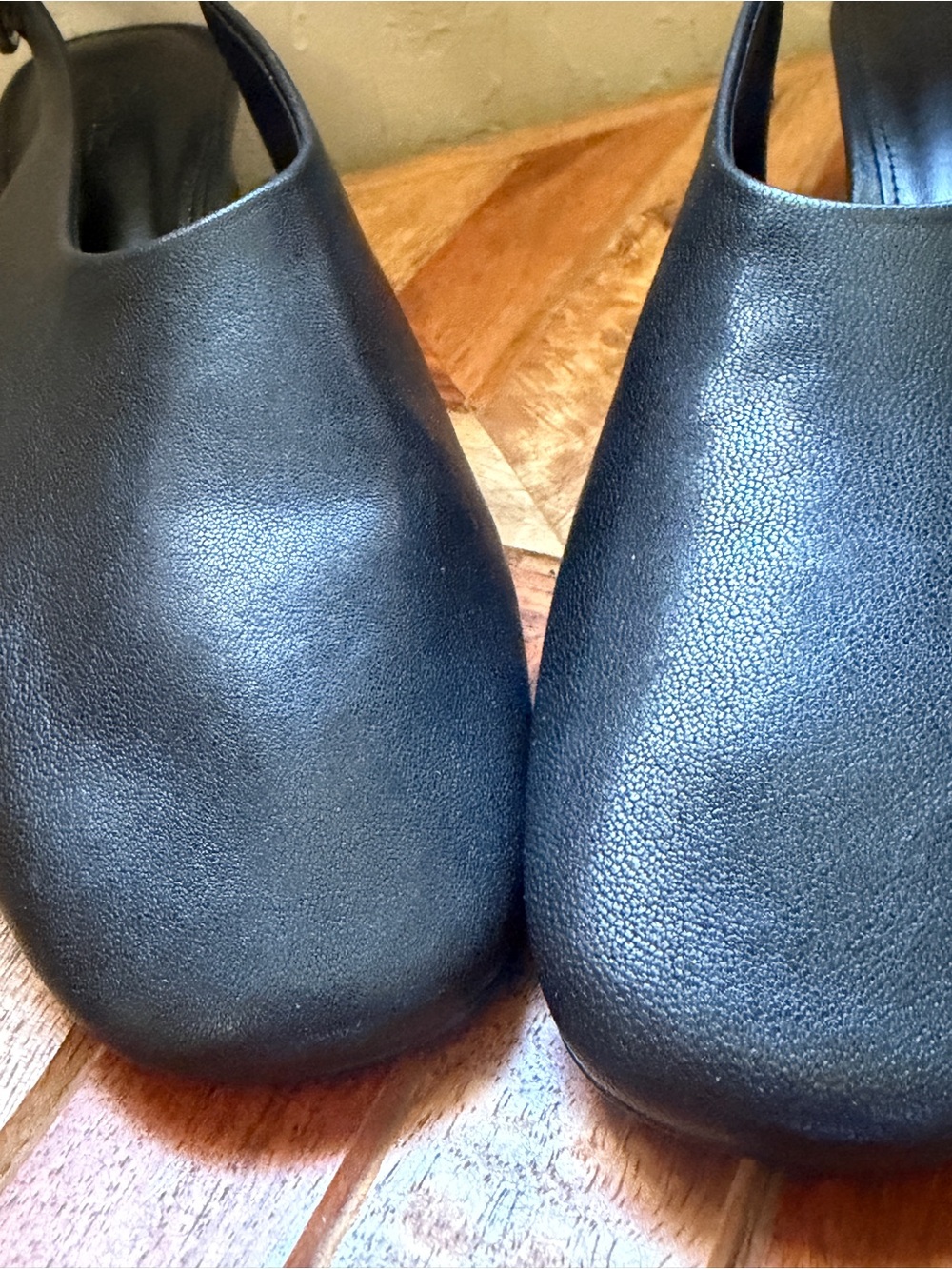 Massimo Dutti Leather Slingback Shoes Black Kitten Heels size 37 - Picture 6 of 7